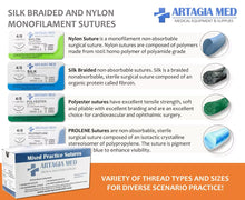 12 Medical Sutures & Needles for Suture Practice with Variety of Suture Materials and Sizes