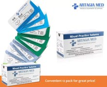 12 Medical Sutures & Needles for Suture Practice with Variety of Suture Materials and Sizes