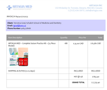 CUSTOM ORDER:  Veronica Grad -  Schulich School of Medicine and Dentistry  - 188 Kits - JULY 2023 - PART 1