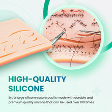 Suture Practice Kit for Suture Training with Large Silicone Suture Pad & Pre-Cut Wounds & Suture Tool Kit (25 pieces)