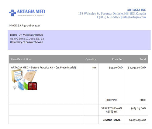 CUSTOM ORDER: 101 Kits - Dr. Matt Kushneriuk - University of Saskatchewan